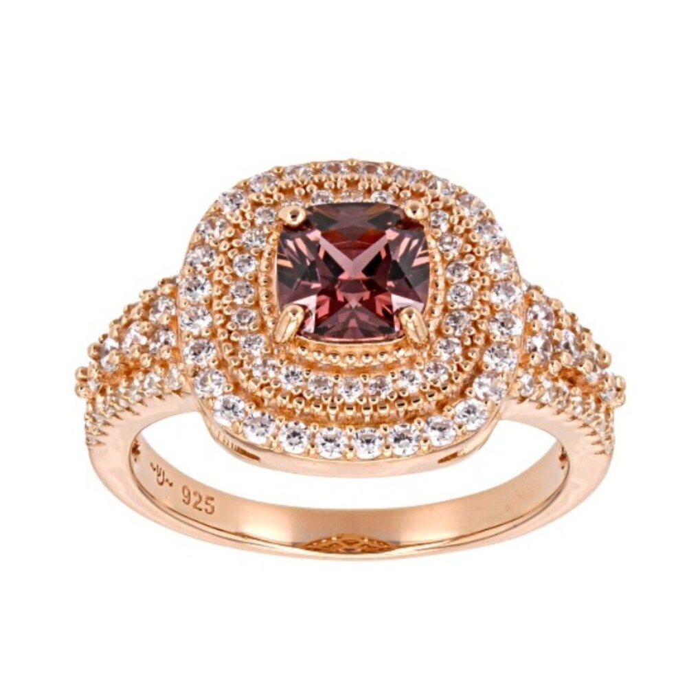 NIB - Blush And White Cubic Zirconia 18k Rose Gold Over Sterling Silver Ring